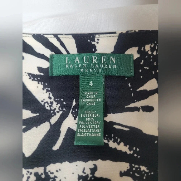 Lauren Ralph Lauren Abstract Faux Wrap Stretchy Knit Career Dress sz 4 - Picture 5 of 7